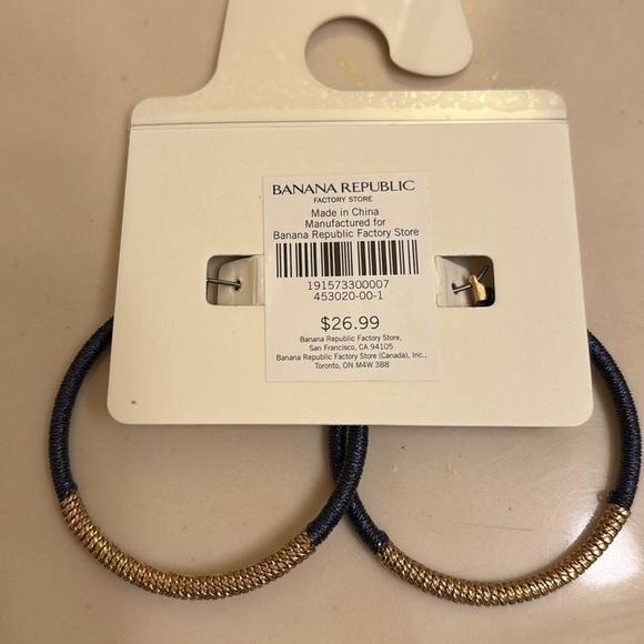 NWT Banana Republic Navy and Gold Hoop Earrings - Picture 3 of 3